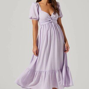 ASTR the Label Lavender Twist Bust Tie Back Midi Dress